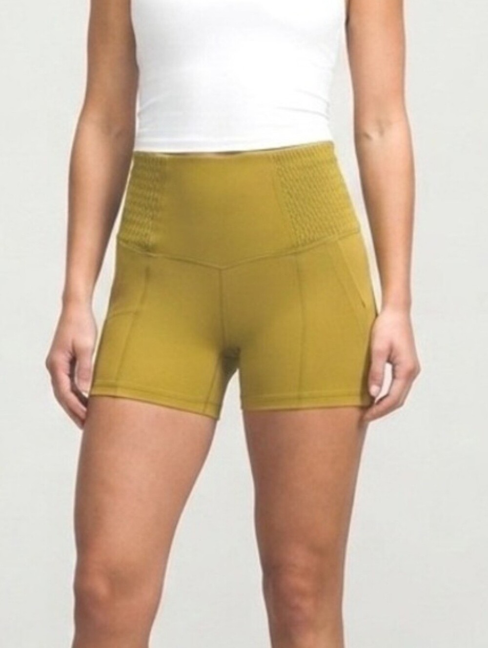 Aerie Golden Mustard High Waist Shortie Athletic Bike Shorts Size XS